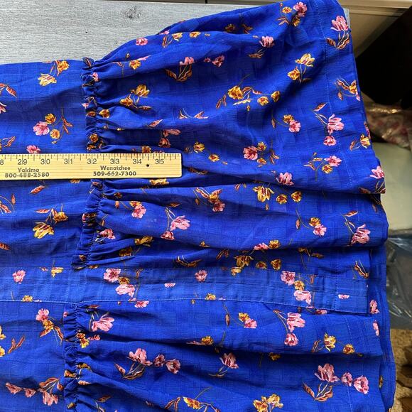 NWT Draper Jaems RSVP Tie Waist Mide Dress Cobalt Blue Floral Large - Picture 14 of 14